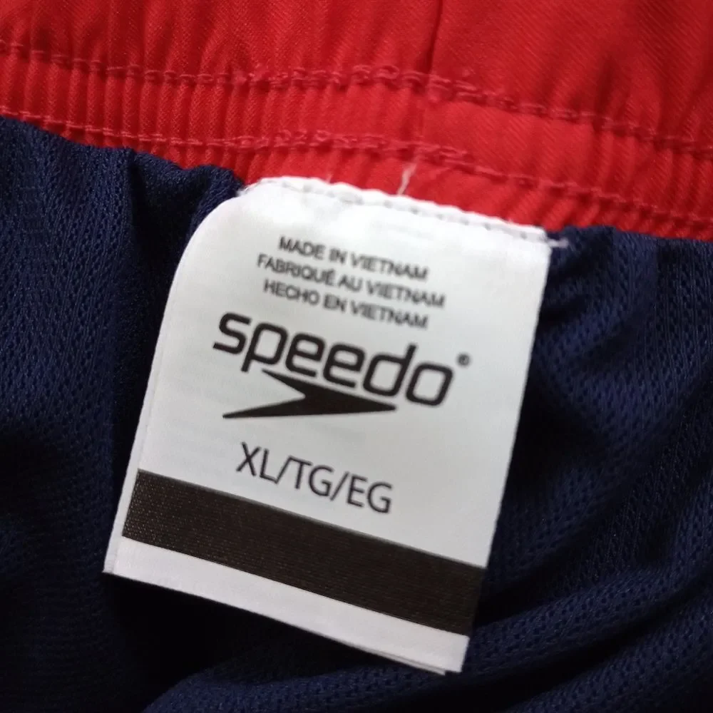 NWT Speedo Blue/Red Swim UPF 50+ Trunks Size XL